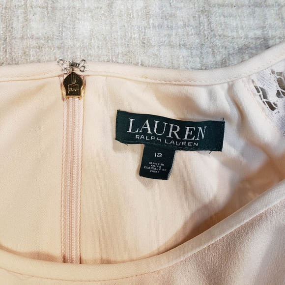 Ralph Lauren Belle Rose Peach Midi Dress Size 18 - Picture 5 of 10